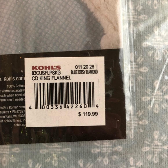 Cuddl Duds Heavyweight Flannel 4 Pc Sheet Set KING Blue Ditsy Diamond $119 NEW